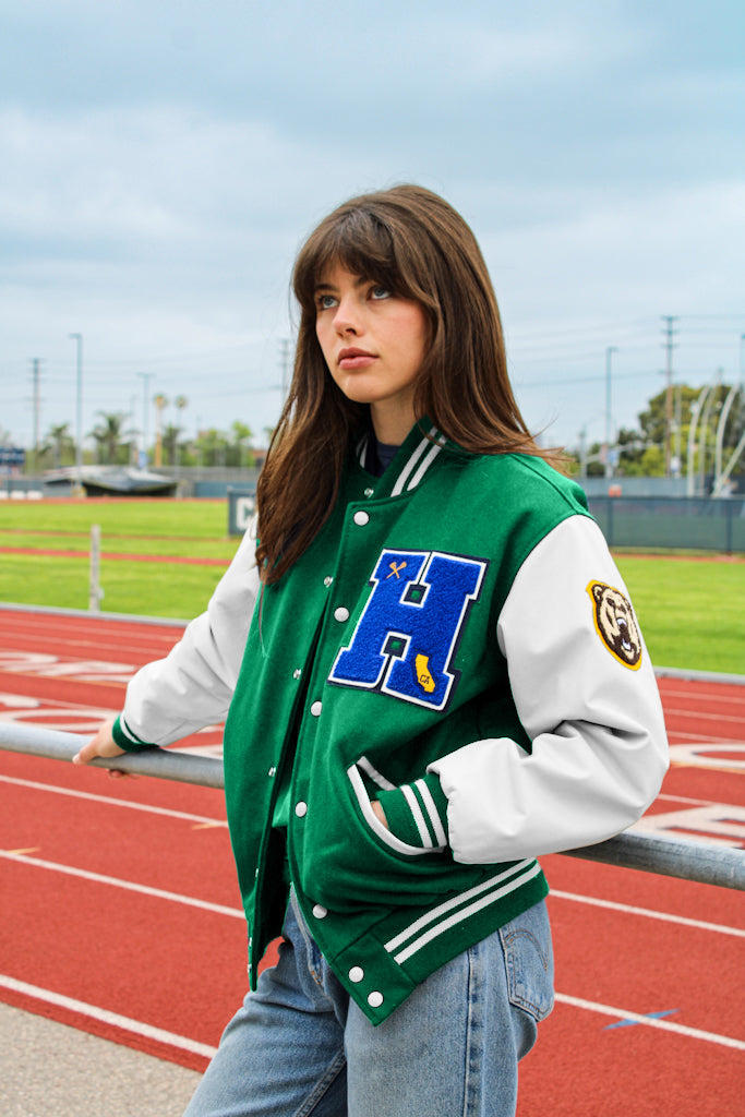 Green varsity jacket best sale