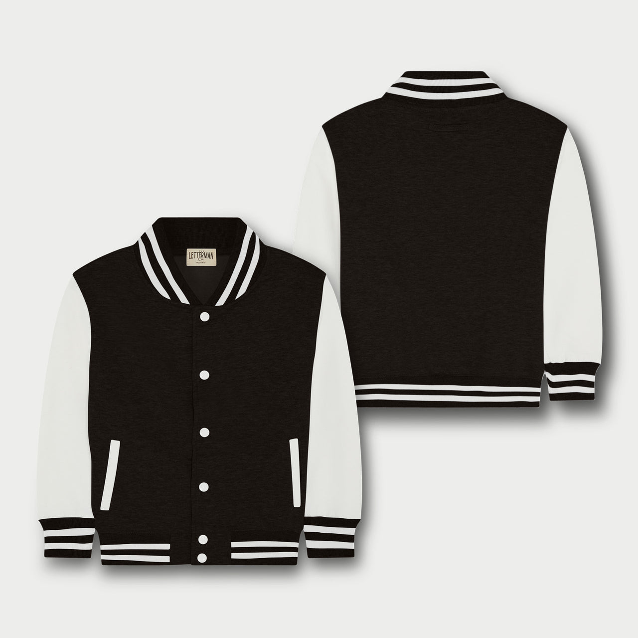 Kids Sweatshirt Varsity Jacket BLACK/WHITE
