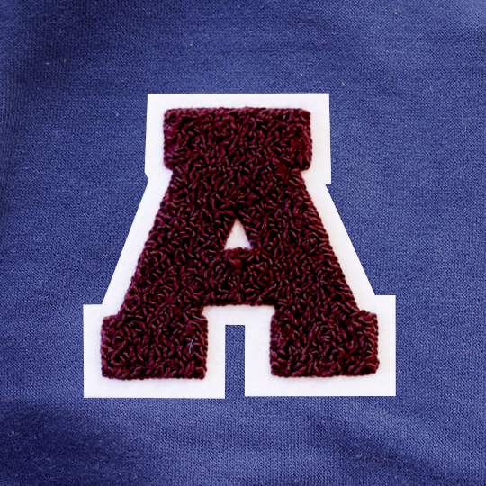 2.35 Inch MAROON Chenille Letters Game Day Shirts Chenille 