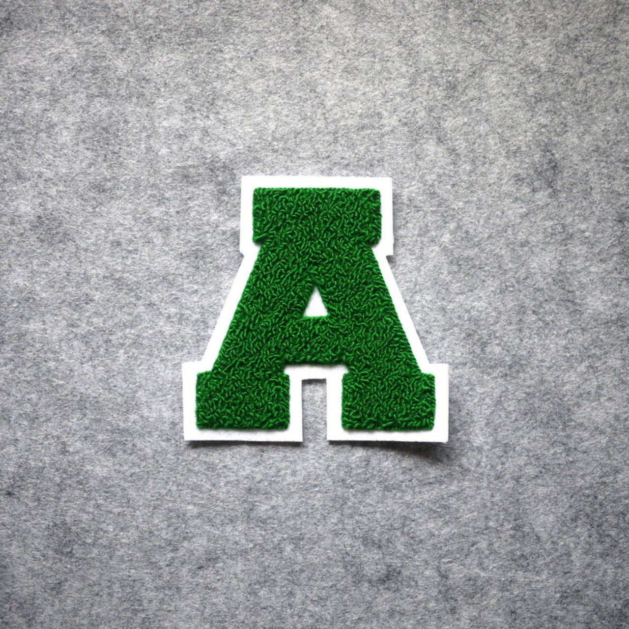 LARGE Varsity Letter Chenille Felt Patch 4.5" Kelly Green/ White