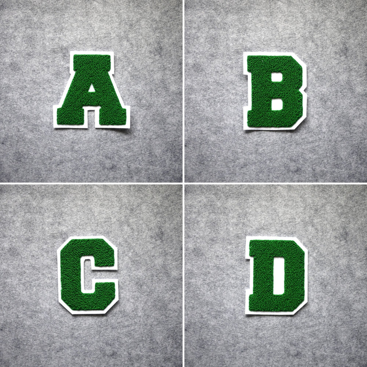 LARGE Varsity Letter Chenille Felt Patch 4.5" Kelly Green/ White