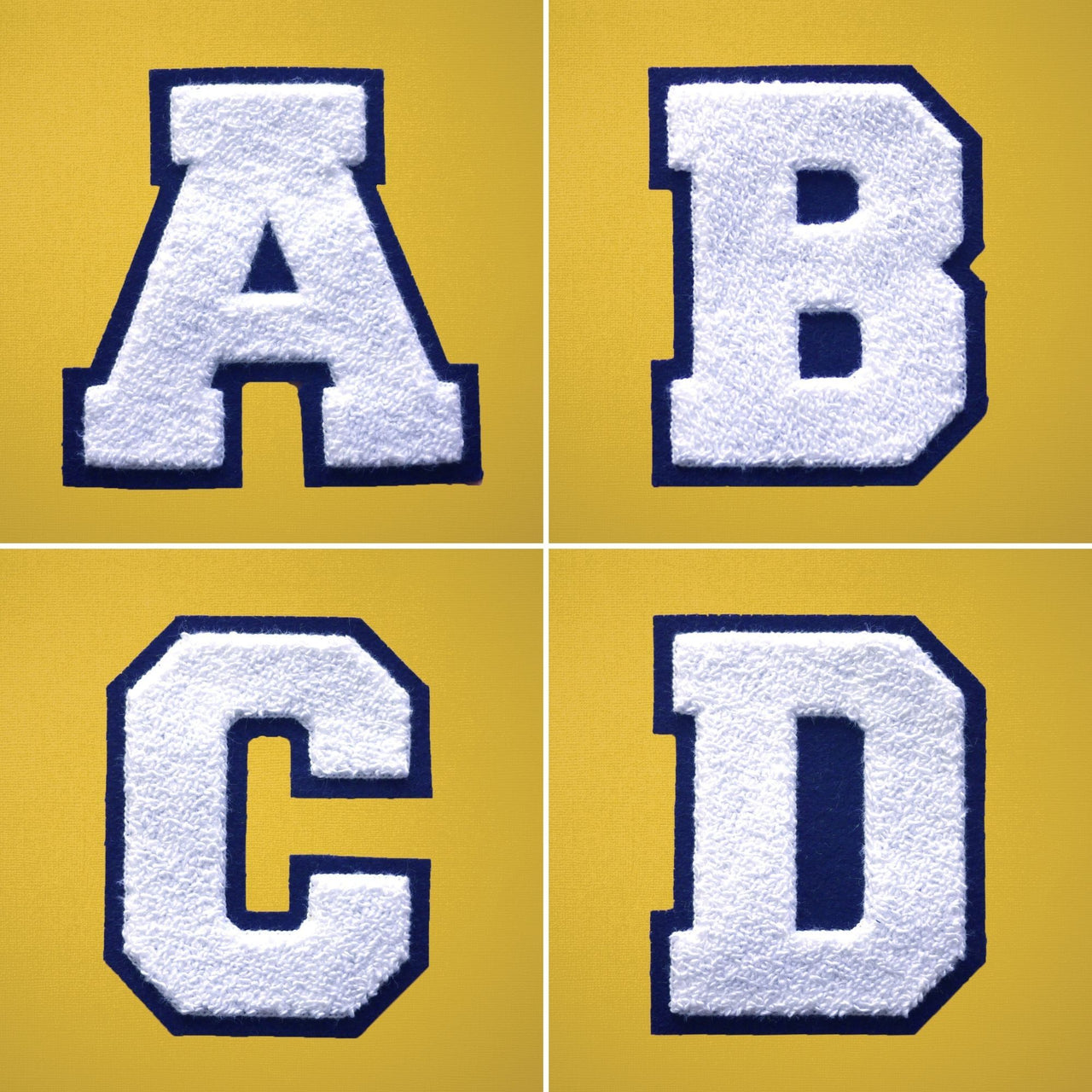 LARGE Varsity Letter Chenille Felt Patch 4.5" White/ Navy