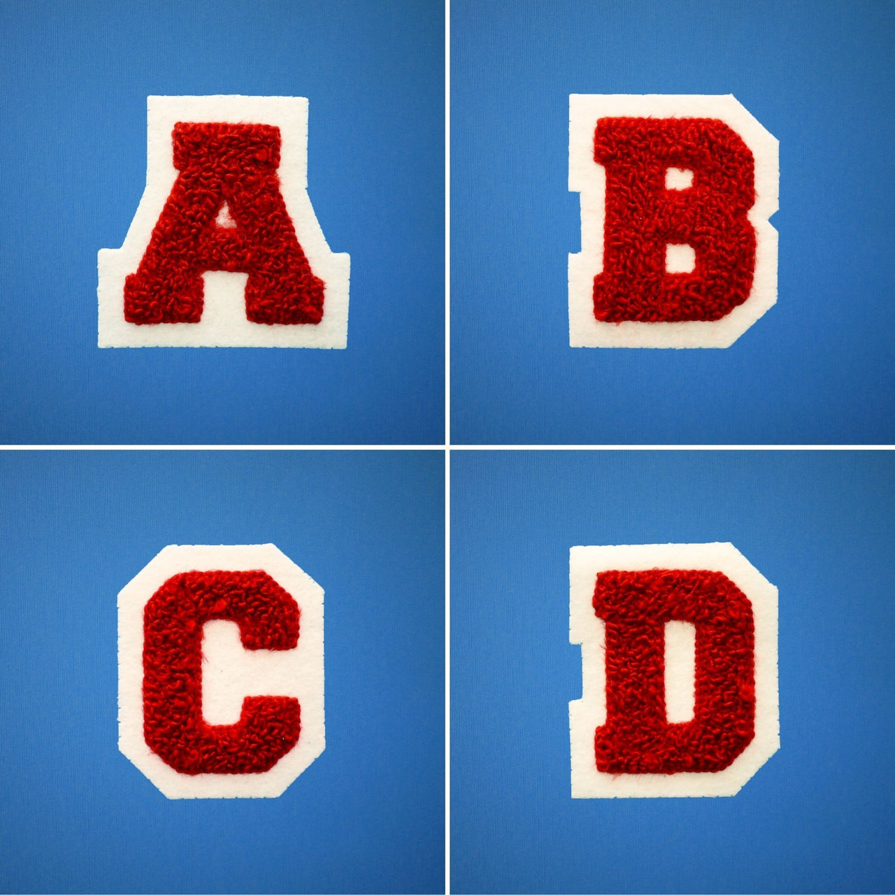 SMALL Varsity Letter Chenille Felt Patch 2" Red/ White