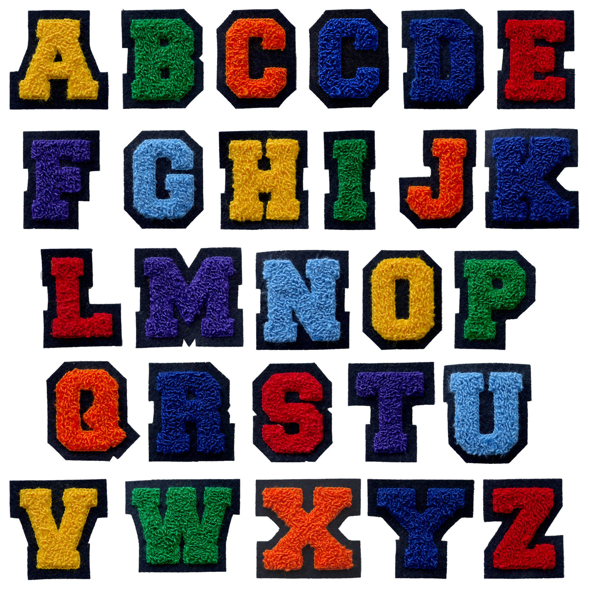 Small Brights Multi Color Chenille Varsity Letter Patch, 2" Sew-On Felt