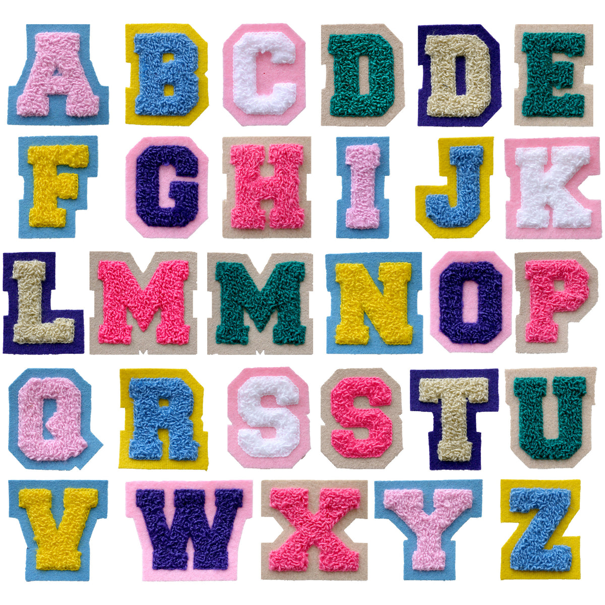 Small Soft Multi Color Chenille Varsity Letter Patch, 2" Sew-On Felt
