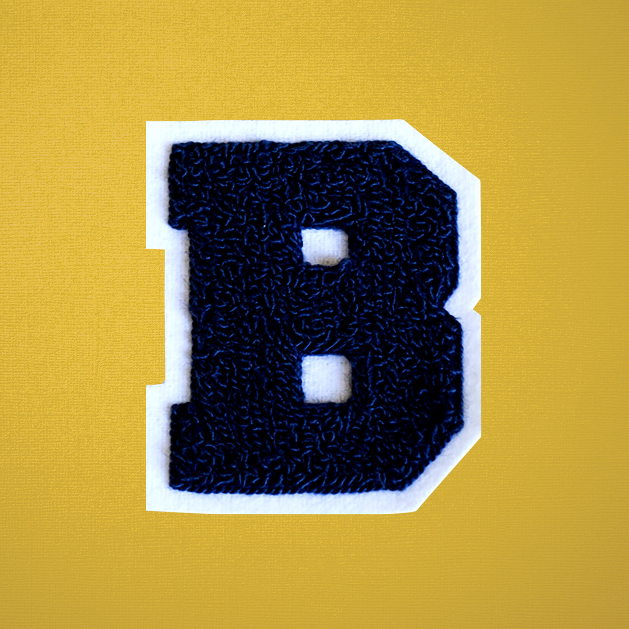 MEDIUM Varsity Letter Chenille Felt Patch 3.5" Navy/ White