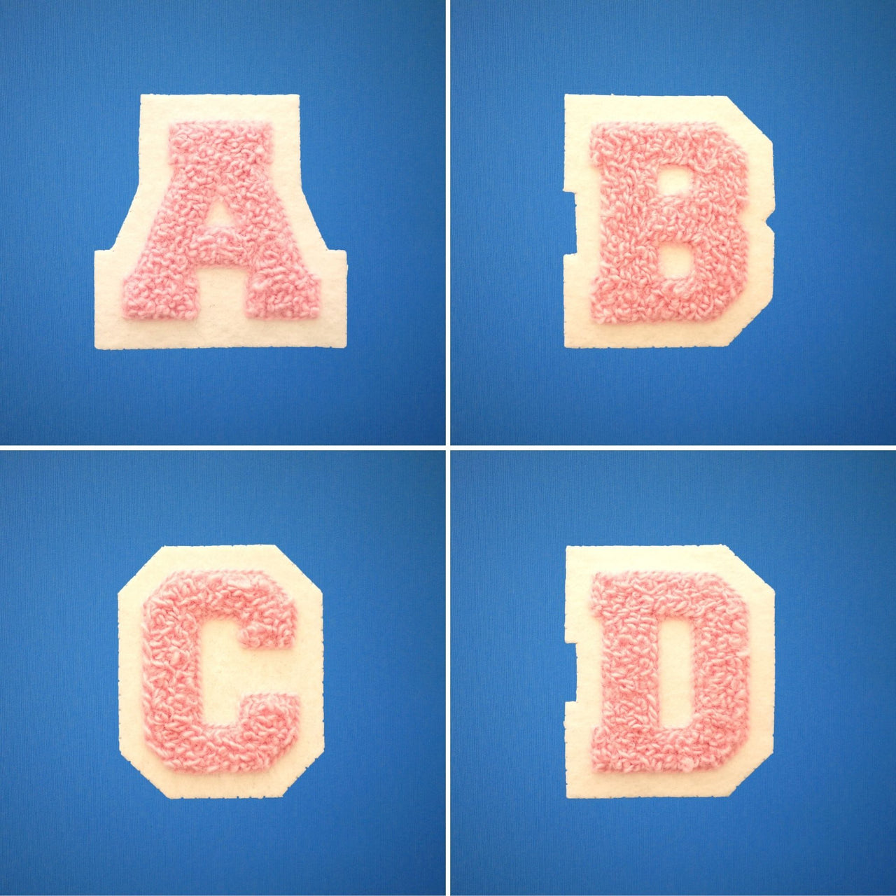 SMALL Varsity Letter Chenille Felt Patch 2" Soft Pink/ White