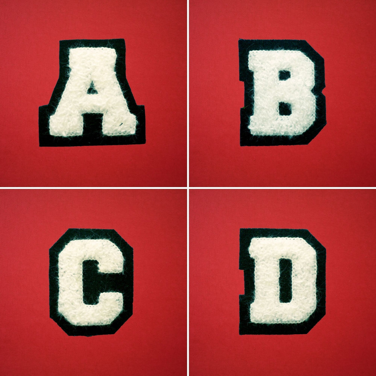 SMALL Varsity Letter Chenille Felt Patch 2" White/ Black