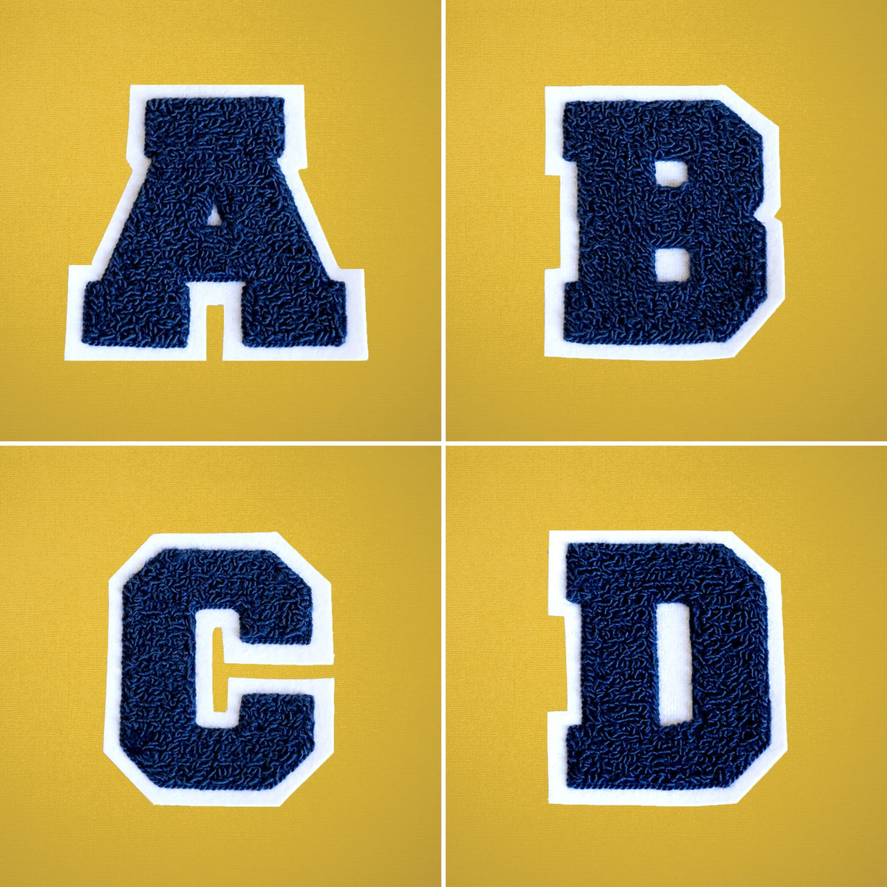 MEDIUM Varsity Letter Chenille Felt Patch 3.5" Royal Blue/ White