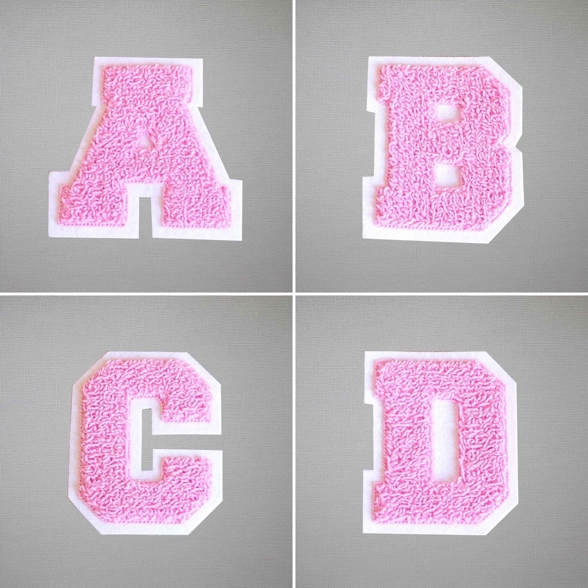 104PCS Adhesive Chenille Letter Patches & Number Stickers, 3 Packs AZ  Letter Patches Stick On Pink White Varsity Felt Letter Patches Love Cat Paw