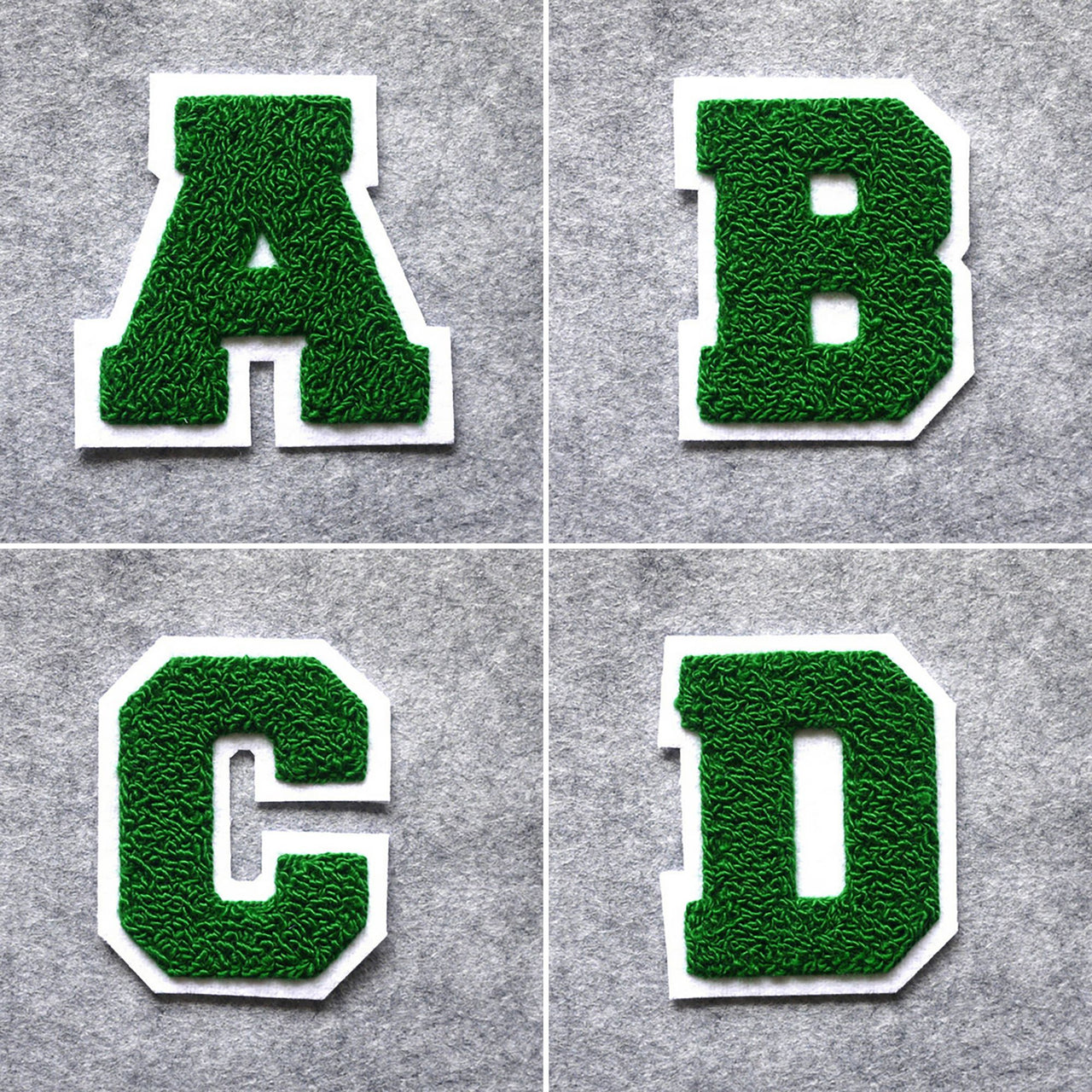 MEDIUM Varsity Letter Chenille Felt Patch 3.5" Kelly Green/ White