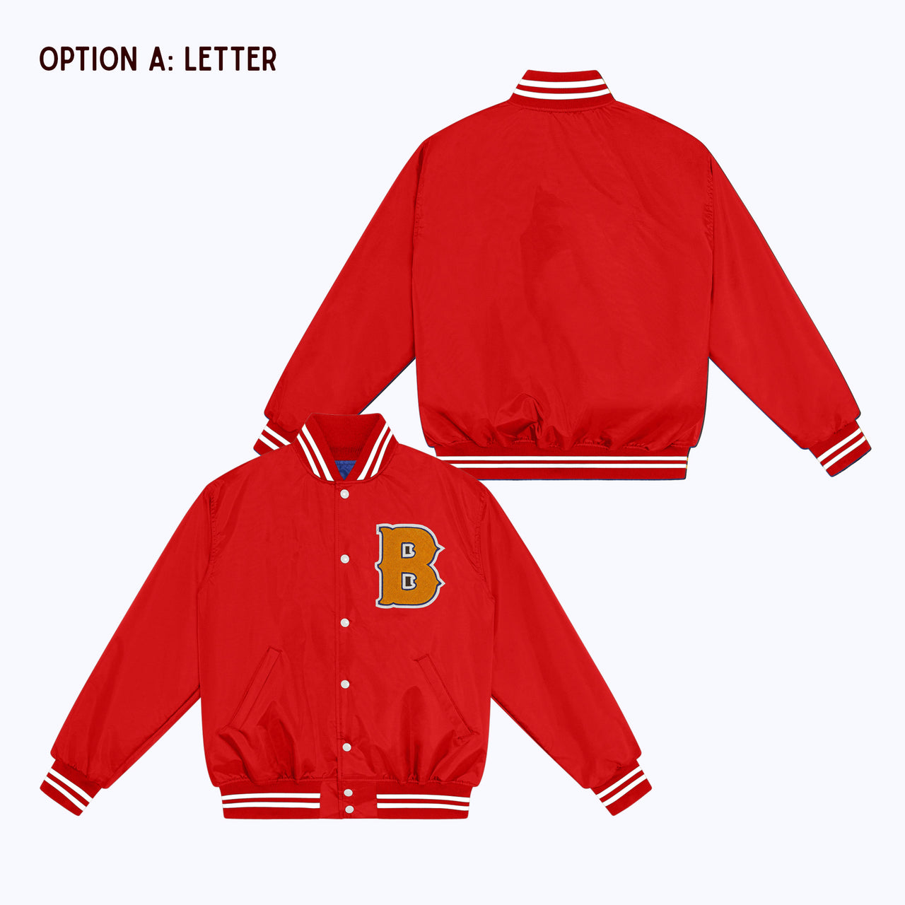Personalized Adult Nylon Bomber Jacket RED/WHITE