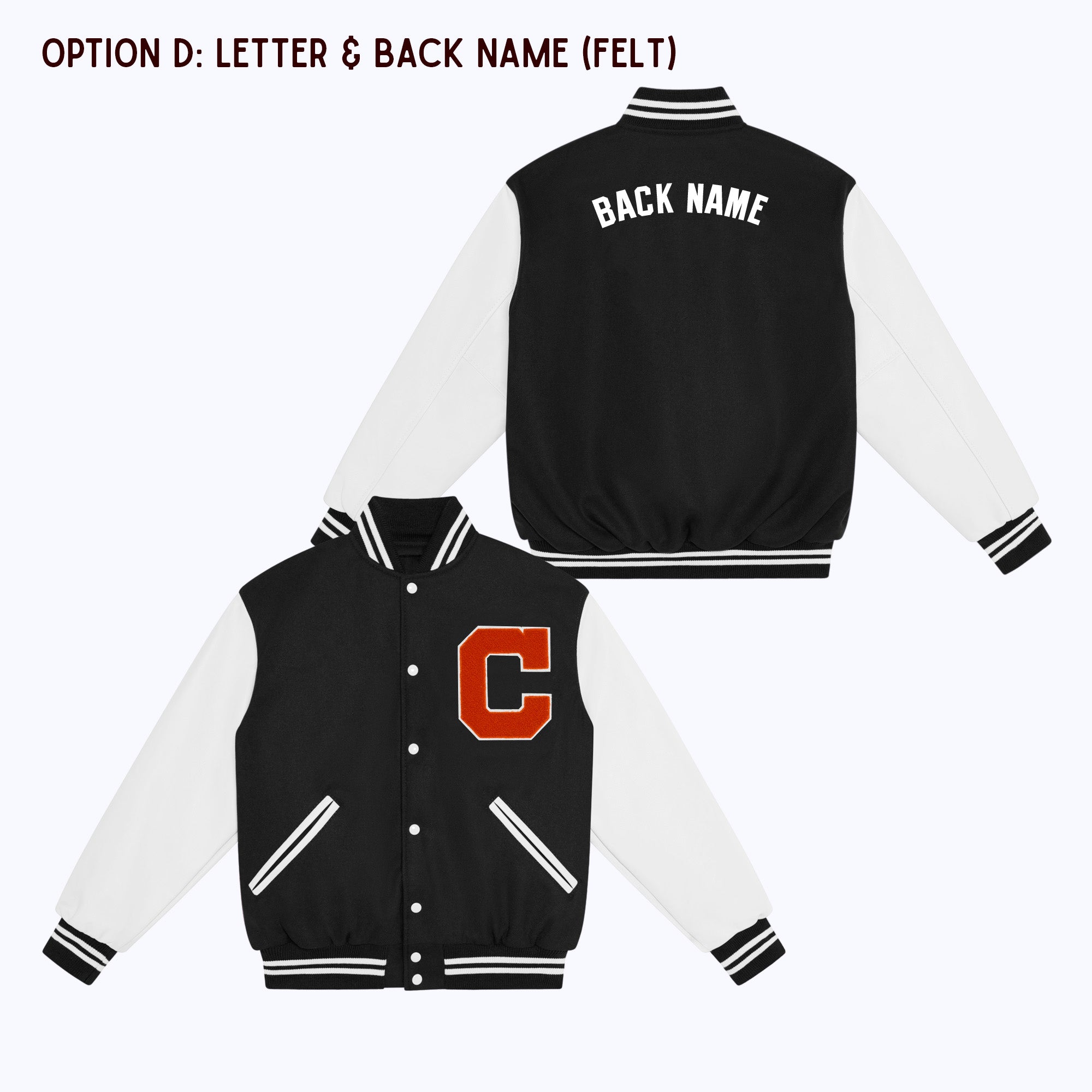 ジャケット・アウター SATUR Applique Wool Varsity Jacket Personalized Adult Wool Leather Varsity Jacket BLACK/WHITE