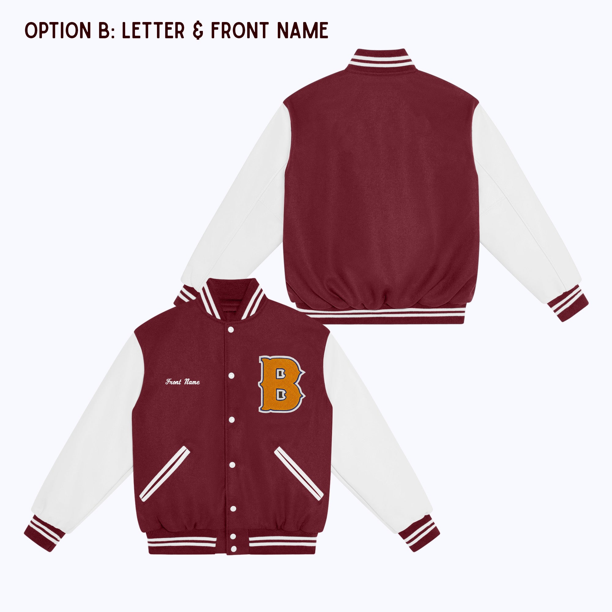 AdultWoolLeatherVJBurgundyWhit