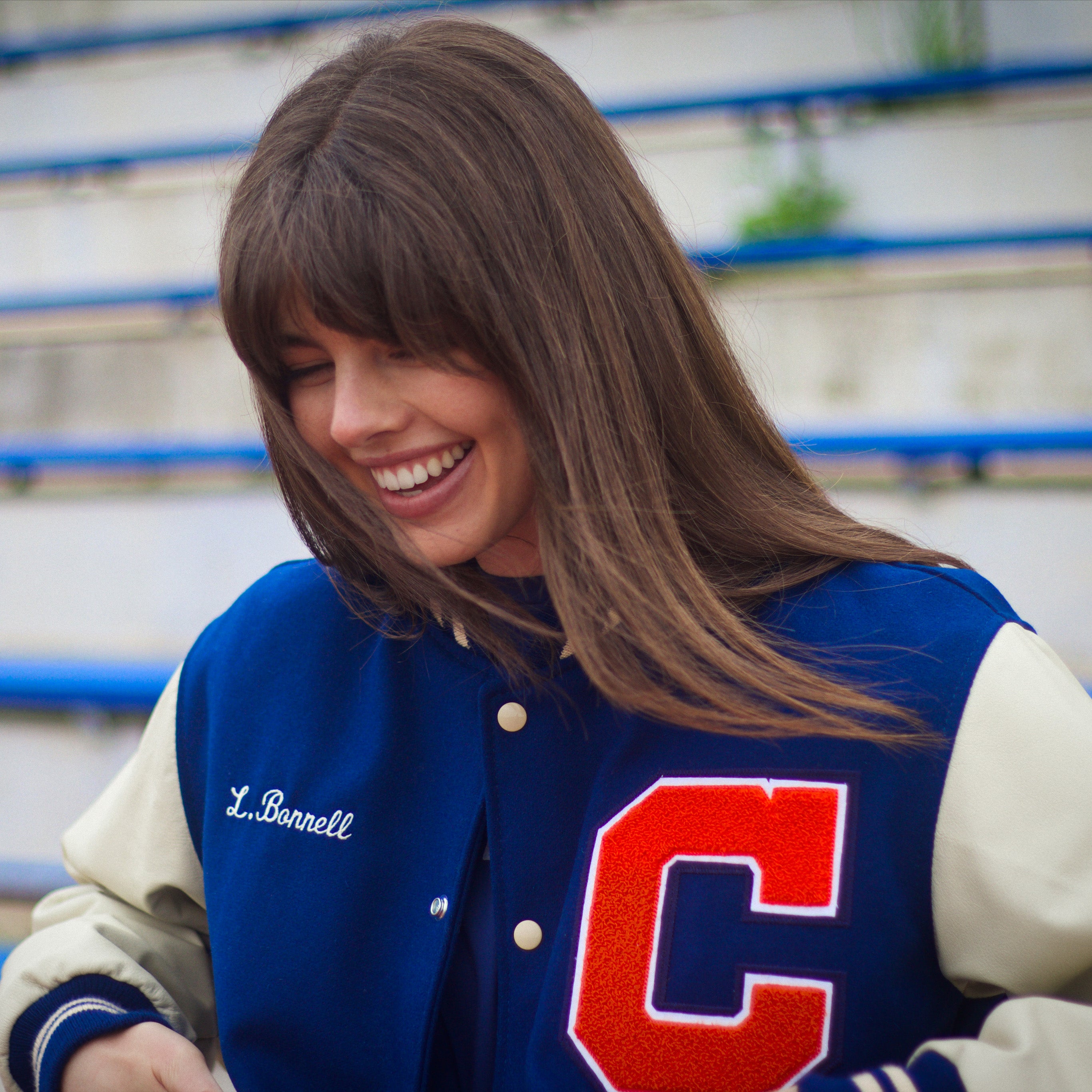 Personalized Adult Wool Leather Varsity Jacket NAVY/CREAM