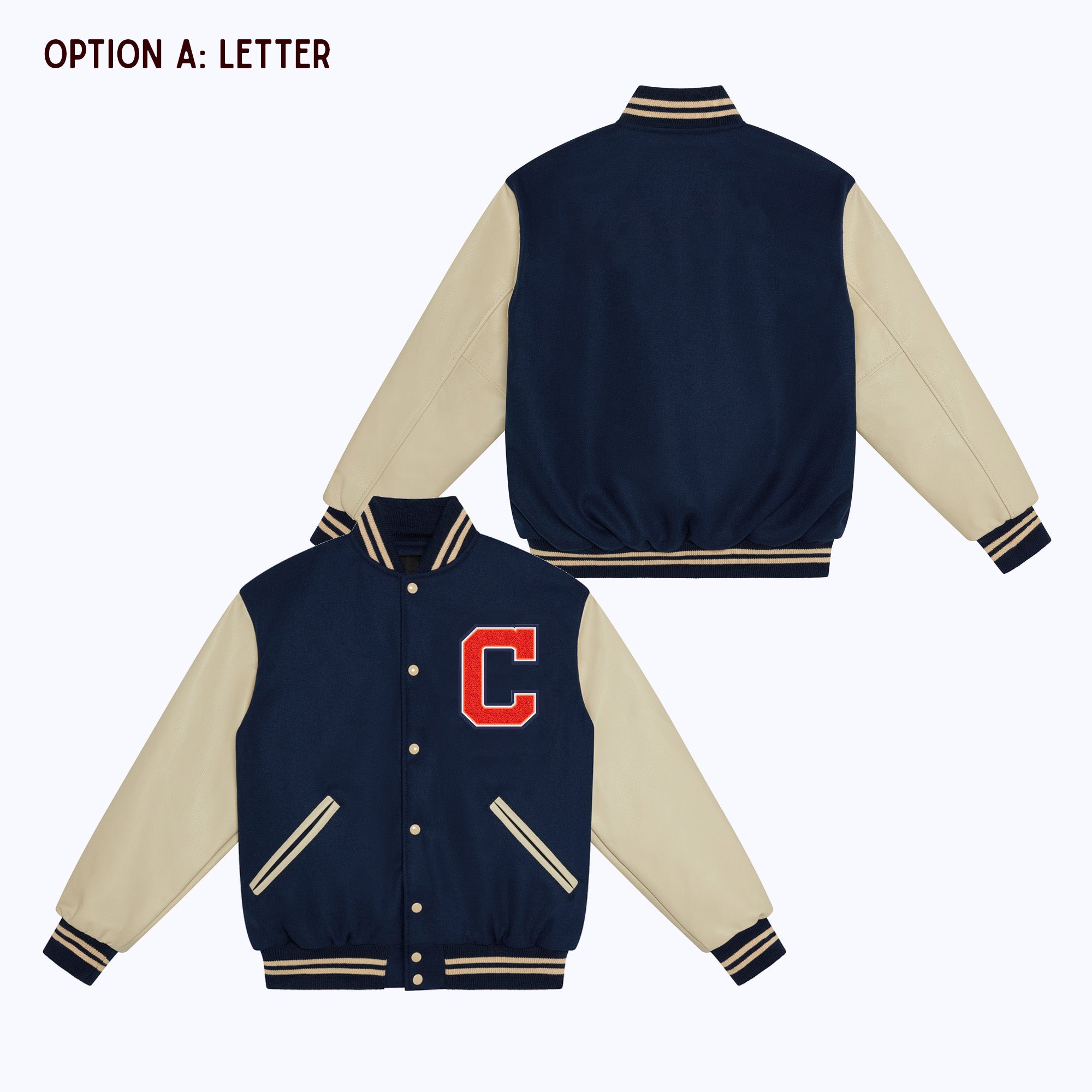 MARK & LONA フード付きジャケット ネイビー/クリーム AdultWoolLeatherVJNavyCreamOPT