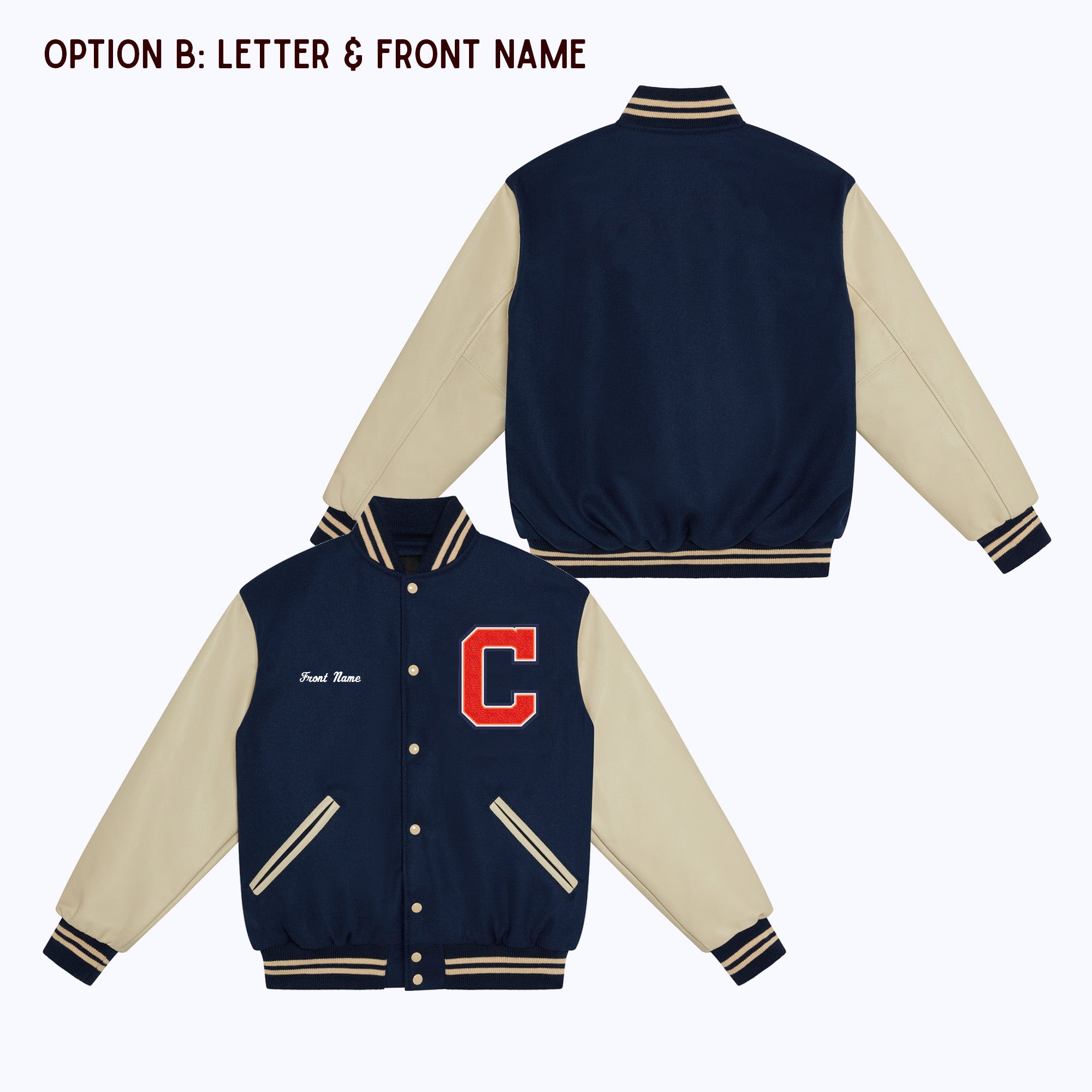 ずっと真夜中でいいのに。 VARSITY JACKET(Navy) Lサイズ Personalized Adult Wool Leather Varsity Jacket NAVY/CREAM