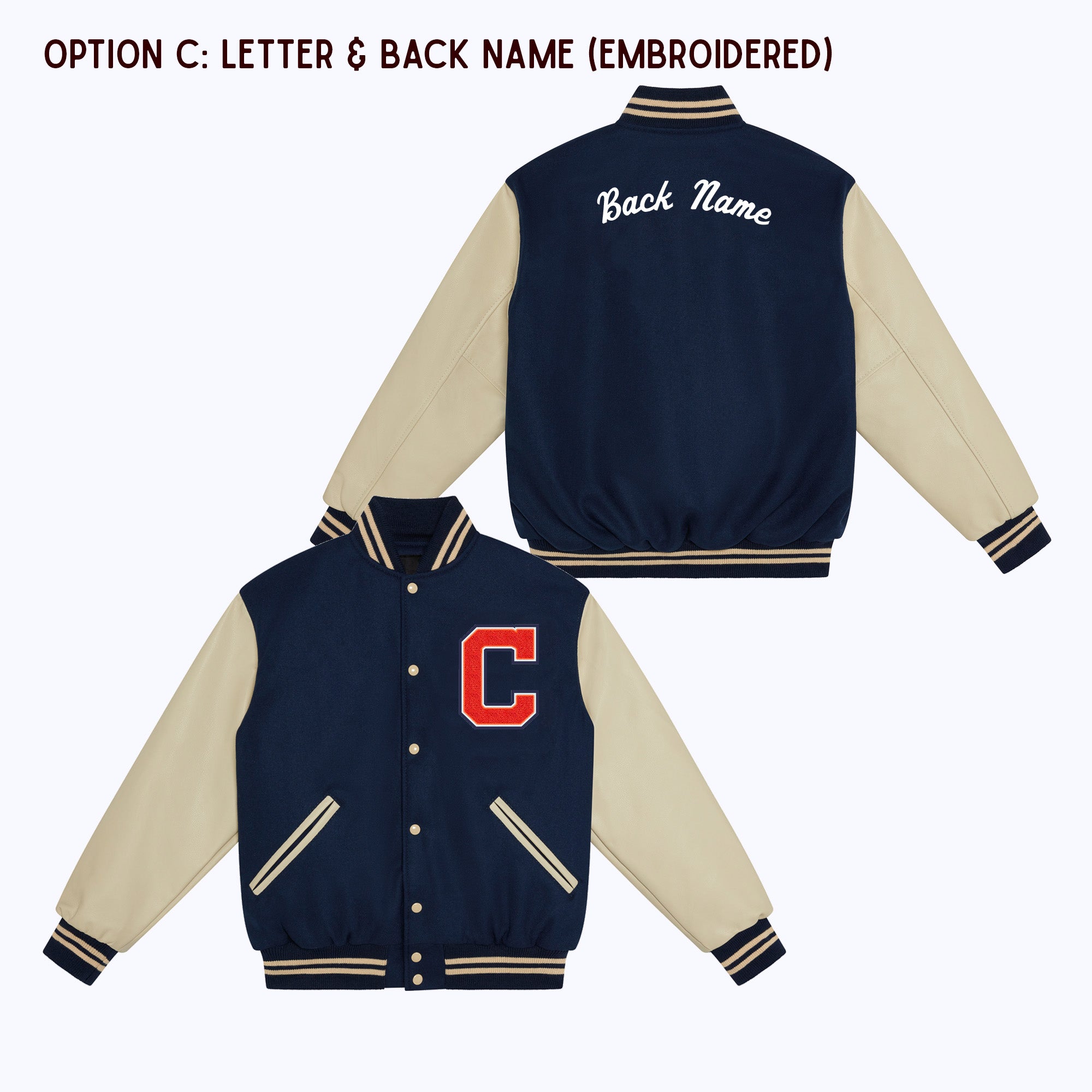 AdultWoolLeatherVJNavyCreamOPT