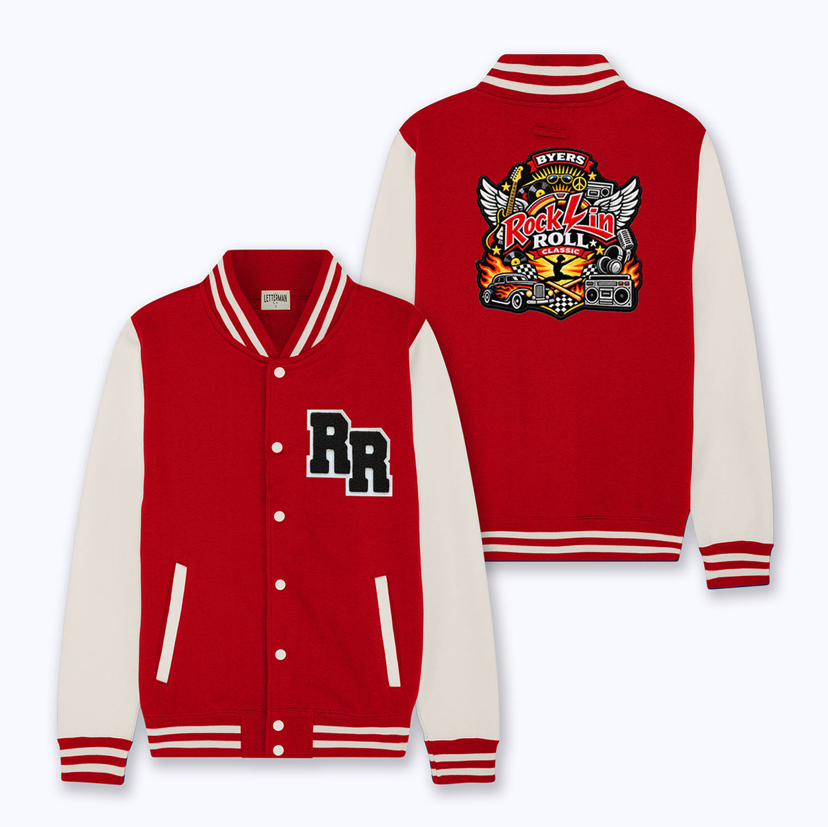 Byers Gymnastics Rockin Roll Adult Sweatshirt Varsity Jacket