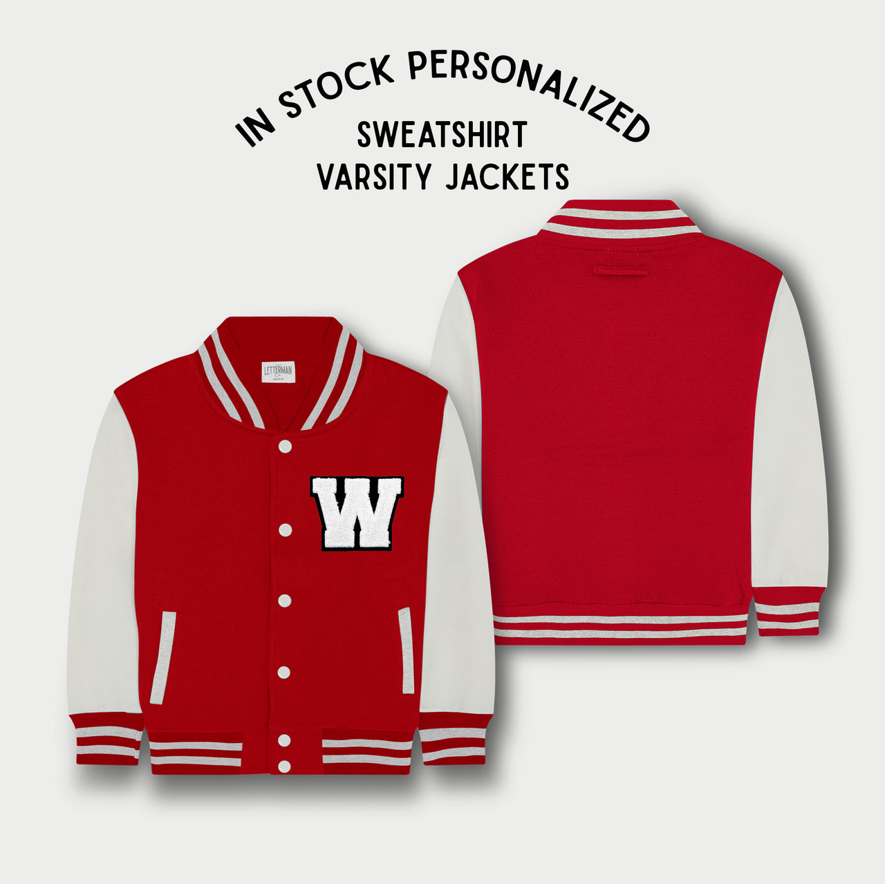 IN STOCK Personalized Kids Sweatshirt Varsity Jacket Youth XS