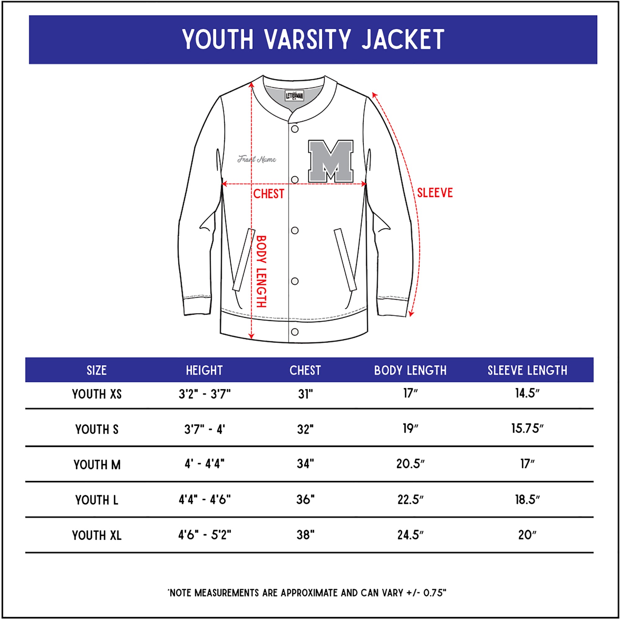 Youth on sale varsity jackets