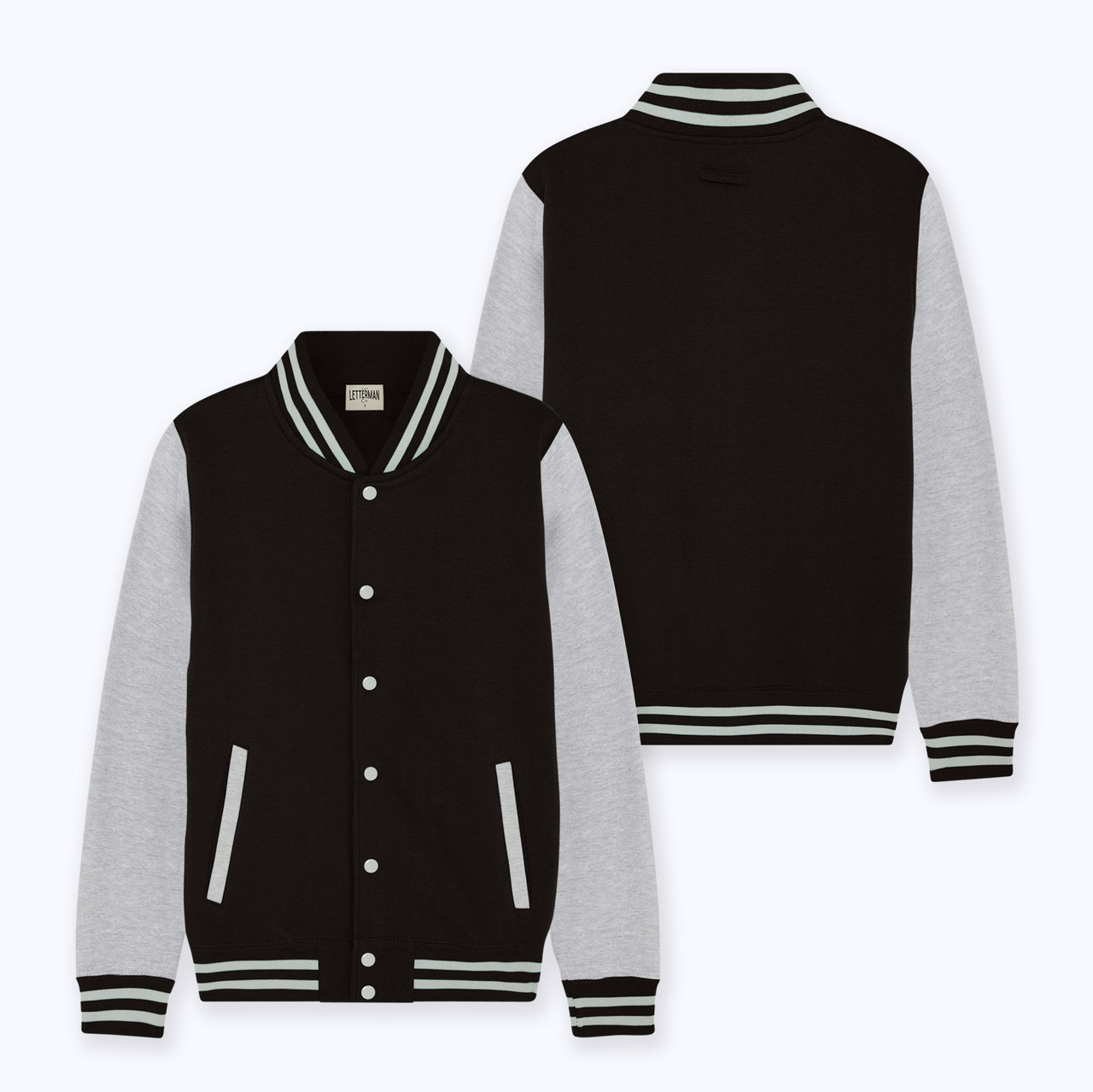 Adult Sweatshirt Varsity Jacket BLACK/GREY MARL