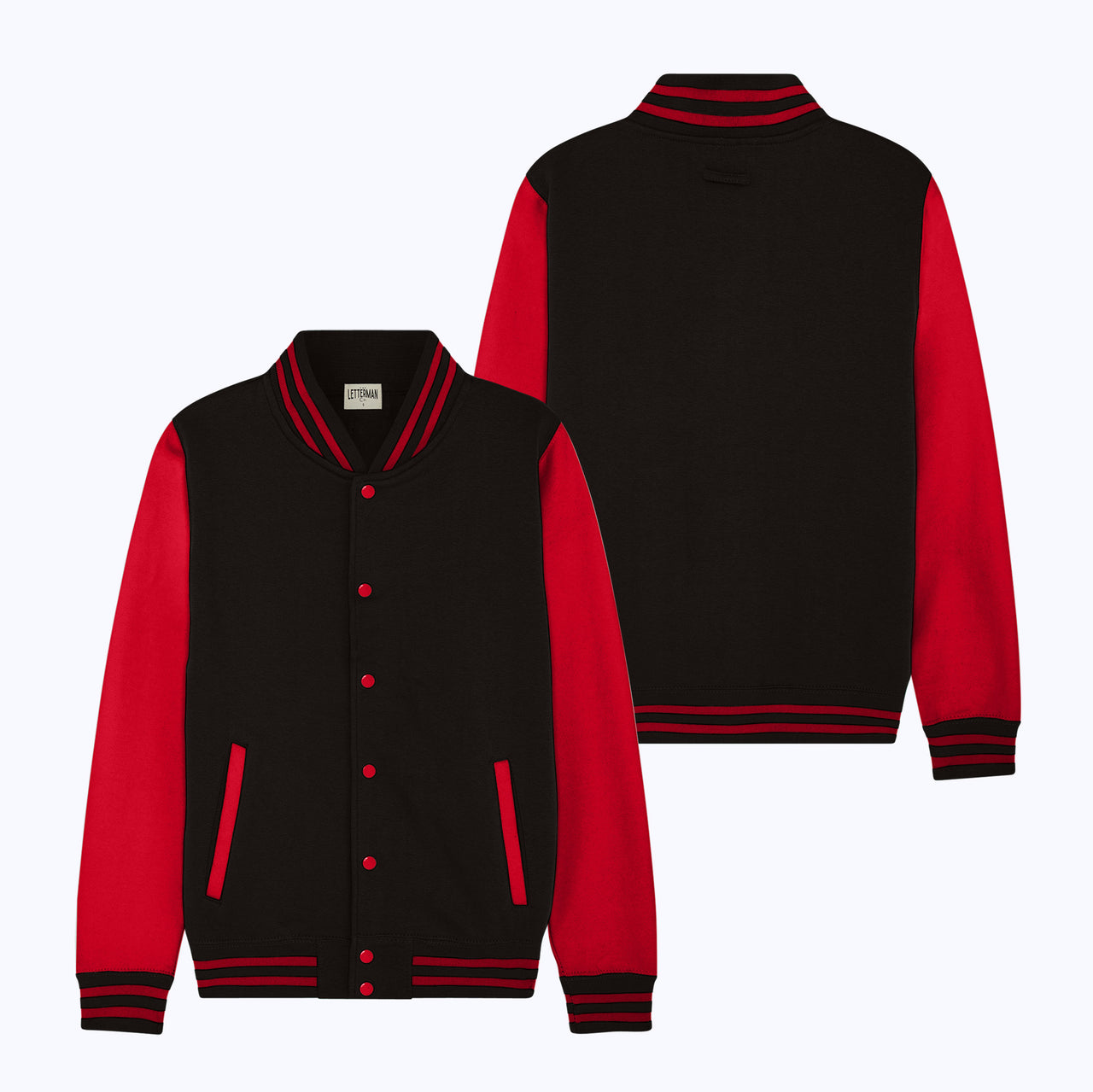 Adult Sweatshirt Varsity Jacket BLACK/RED