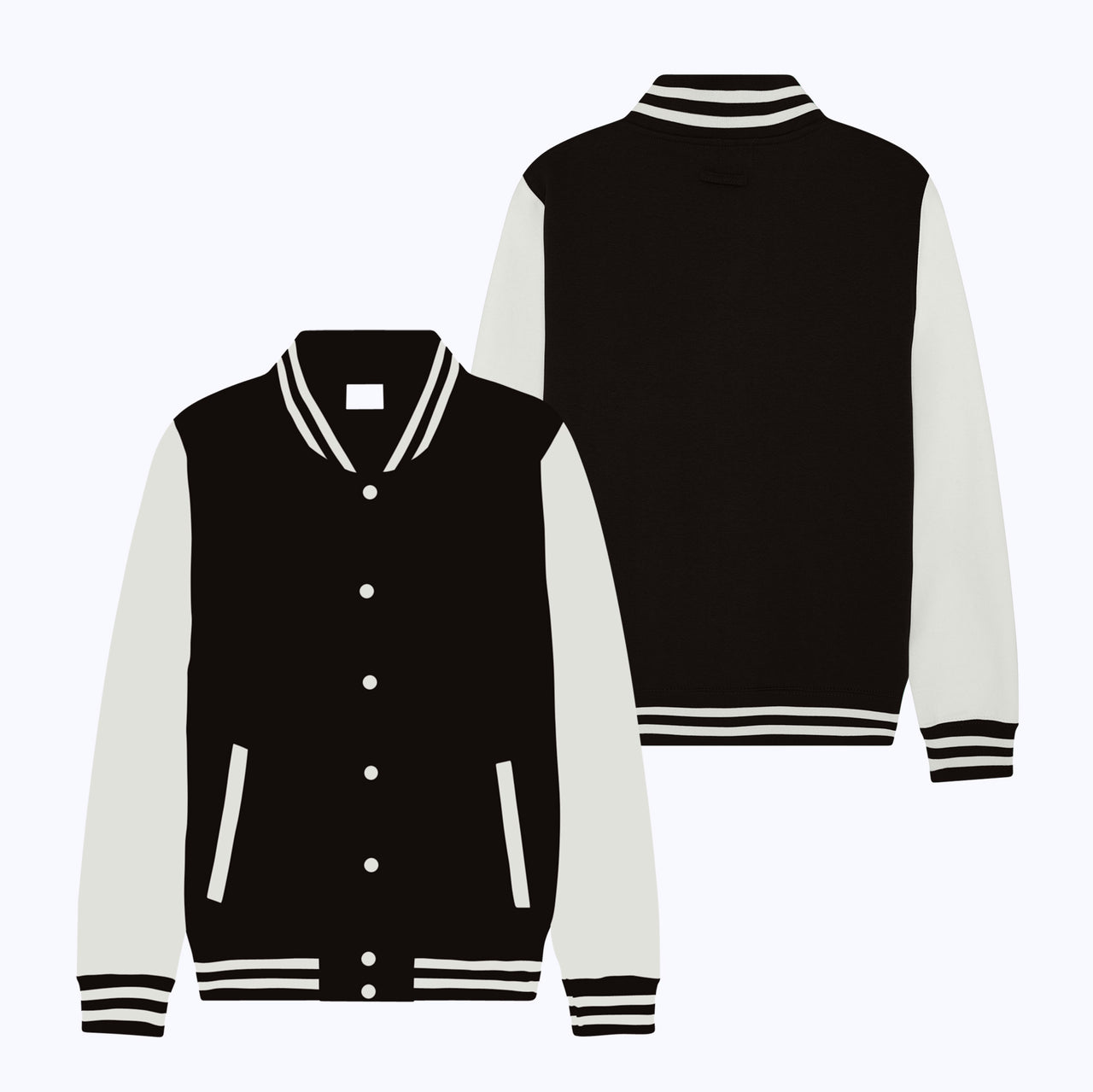 Adult Sweatshirt Varsity Jacket BLACK/WHITE