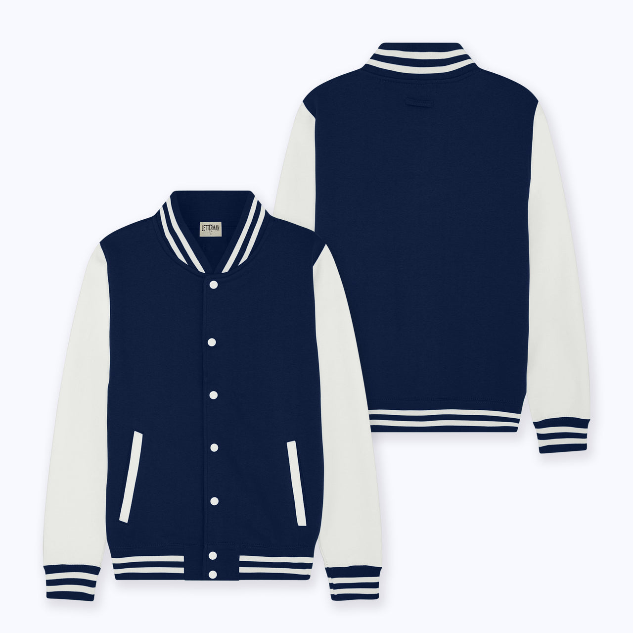 Adult Sweatshirt Varsity Jacket NAVY/WHITE
