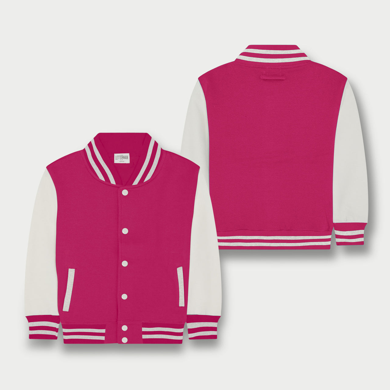 Kids Sweatshirt Varsity Jacket PINK/WHITE