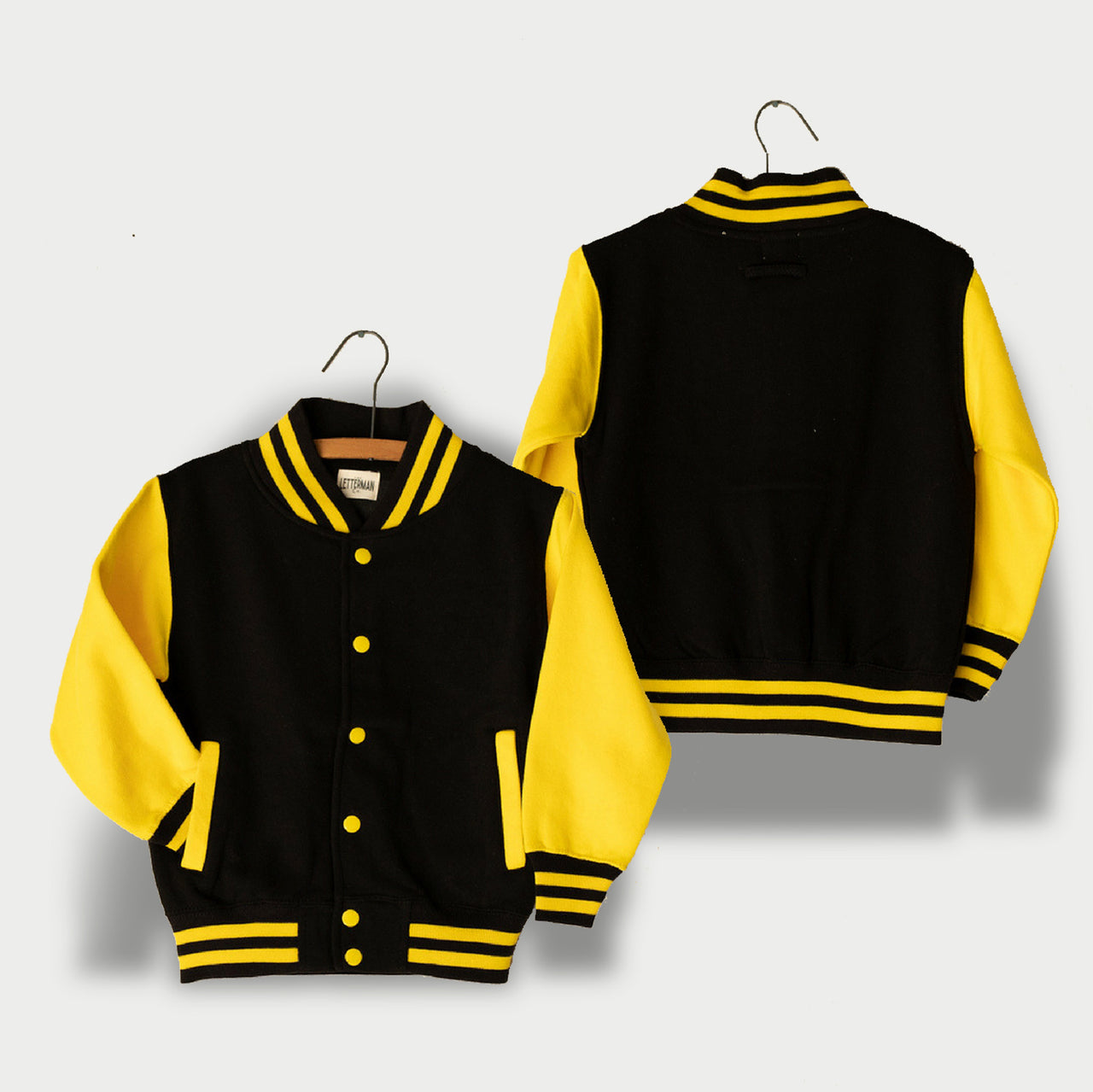 Kids Sweatshirt Varsity Jacket BLACK/YELLOW