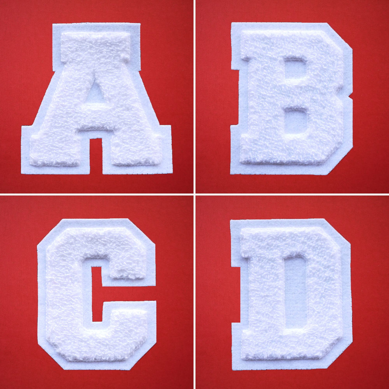 LARGE Varsity Letter Chenille Felt Patch 4.5" White/ White