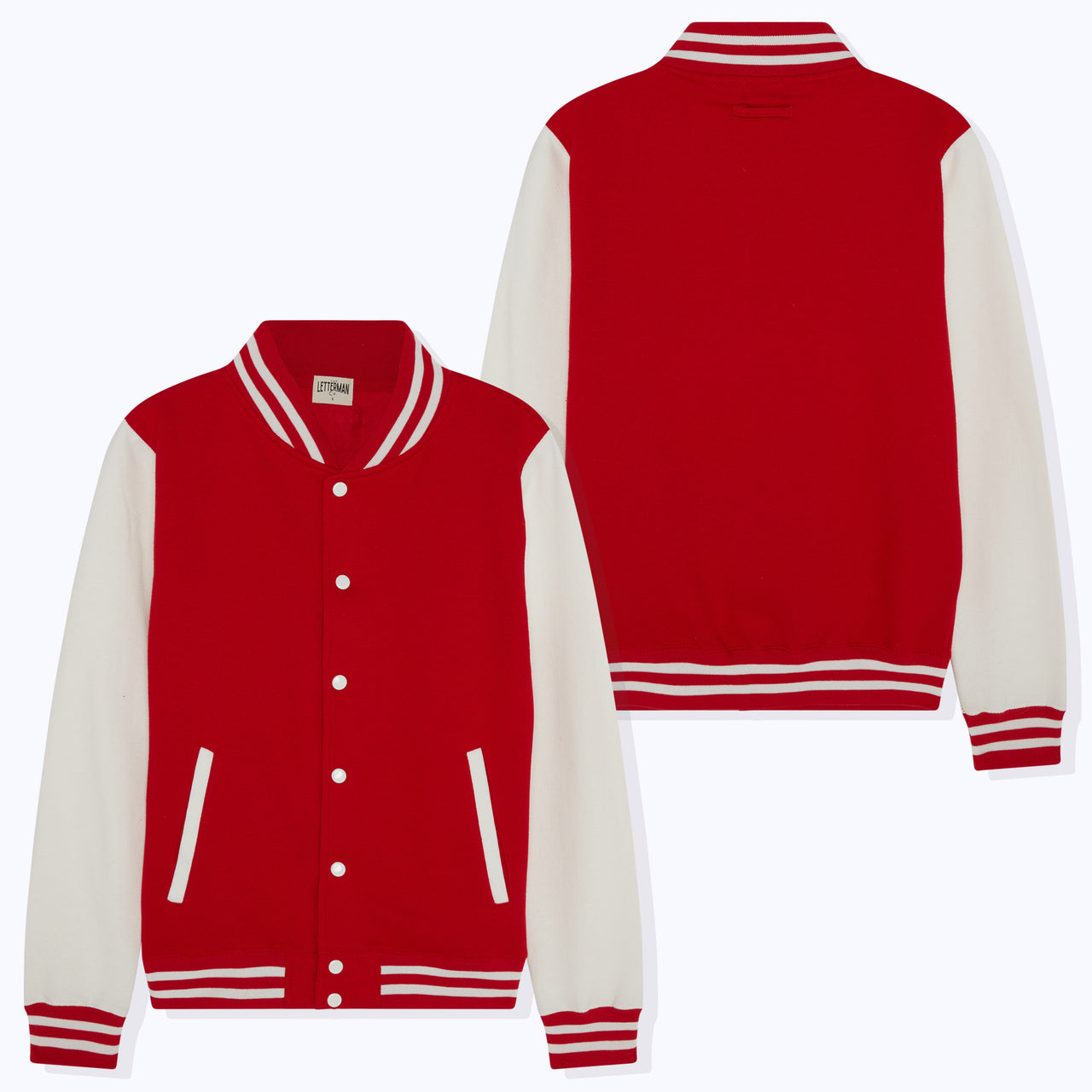 Adult Sweatshirt Varsity Jacket RED/WHITE