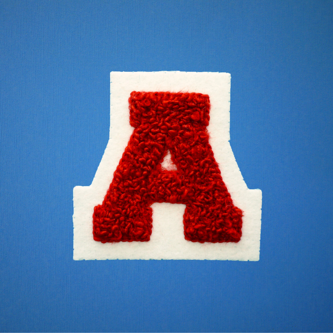 SMALL Varsity Letter Chenille Felt Patch 2" Red/ White