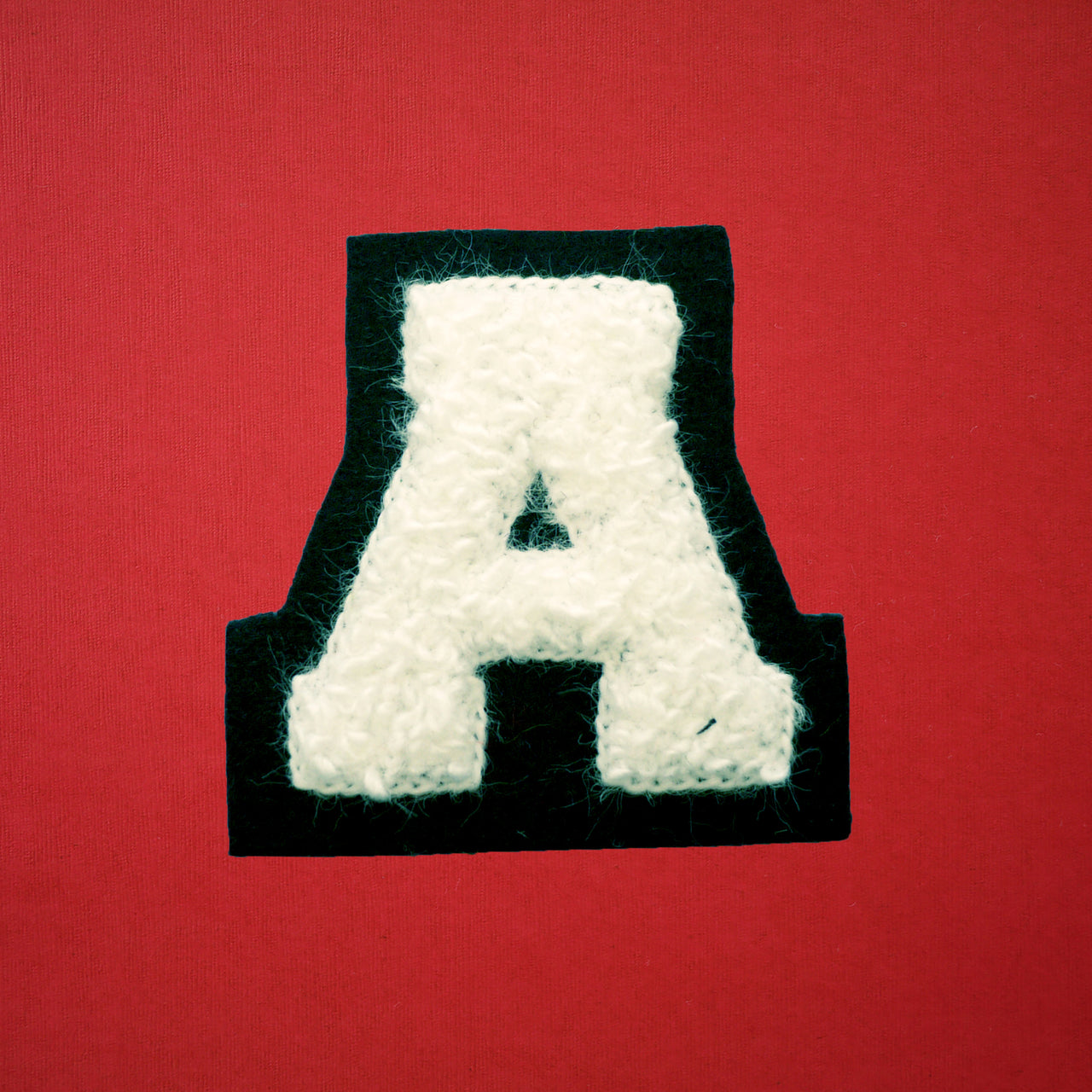 SMALL Varsity Letter Chenille Felt Patch 2" White/ Black