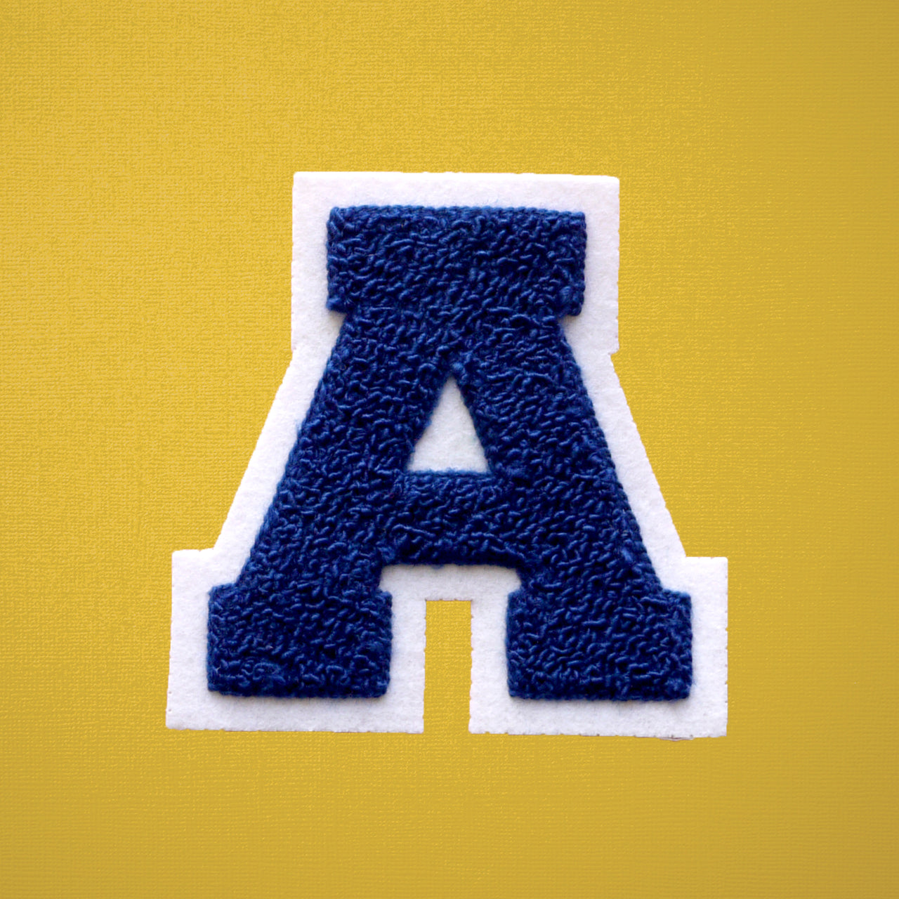 MEDIUM Varsity Letter Chenille Felt Patch 3.5" Royal Blue/ White