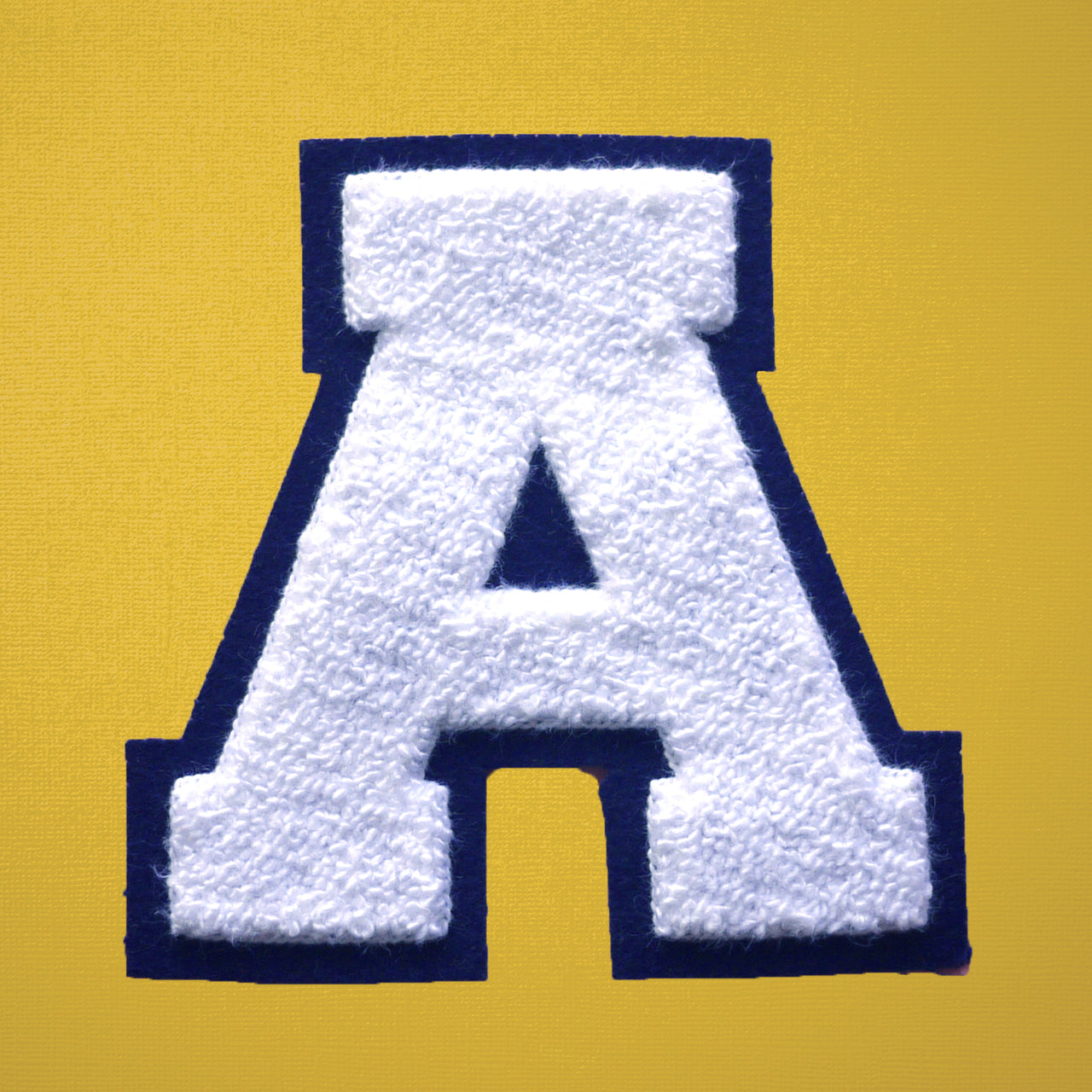 LARGE Varsity Letter Chenille Felt Patch 4.5" White/ Navy