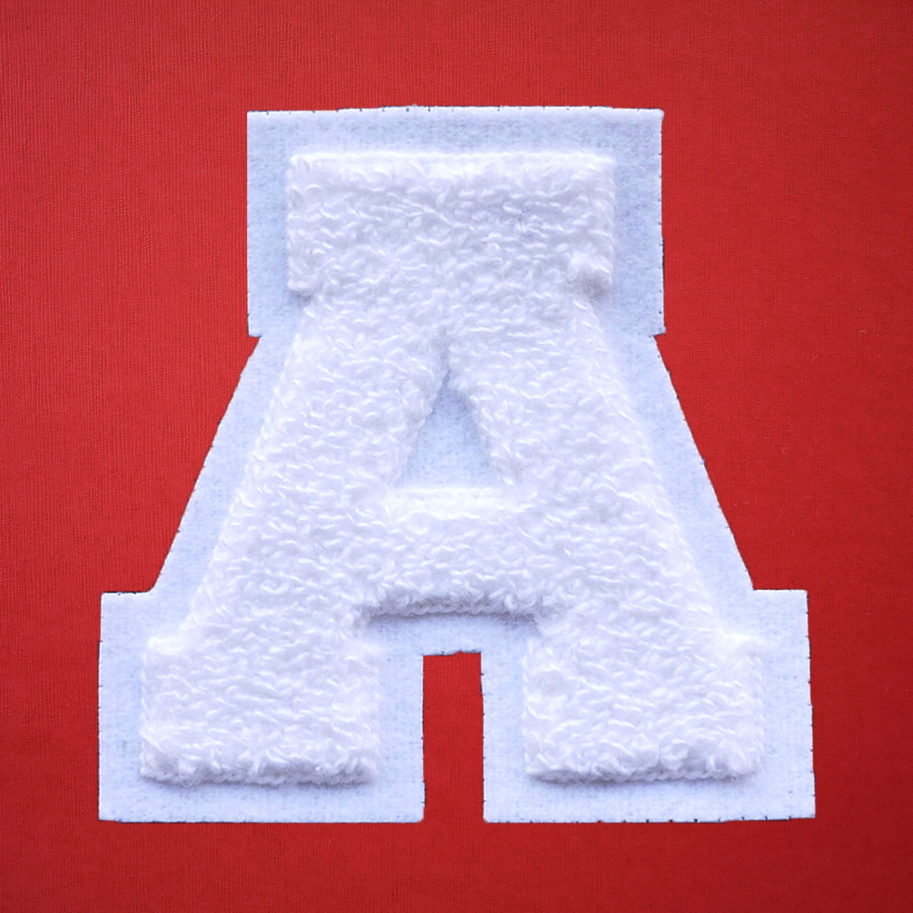 LARGE Varsity Letter Chenille Felt Patch 4.5" White/ White