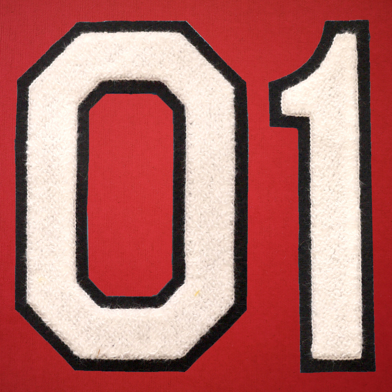 X-LARGE Varsity Number Chenille Felt Patch 6" White/ Black