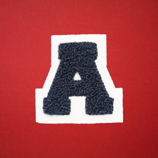 SMALL Varsity Letter Chenille Felt Patch 2" Navy/White