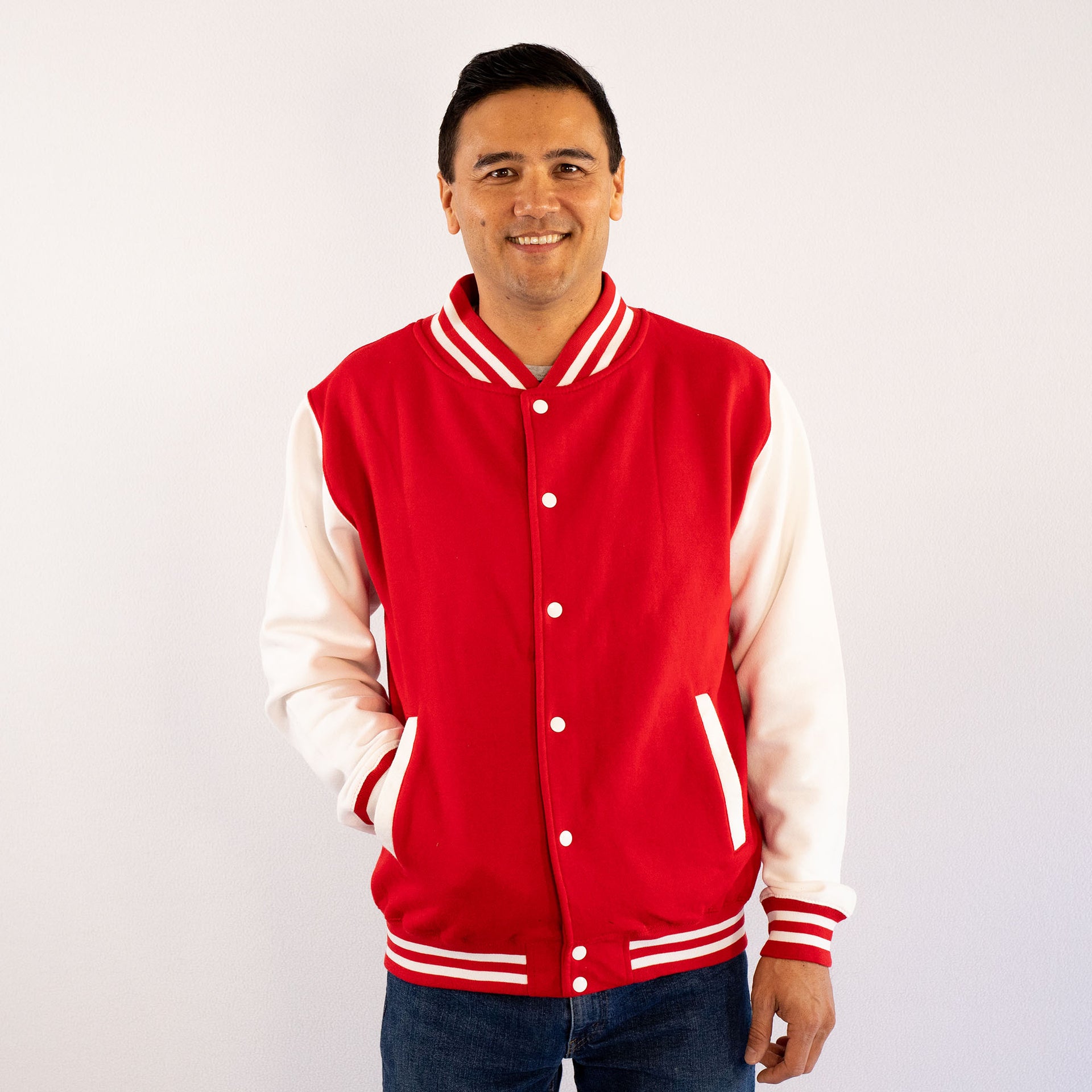 Forbløffe subtraktion defile Adult Sweatshirt Varsity Jacket RED/WHITE