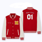Adult Sweatshirt Varsity Jacker Red White Decorated