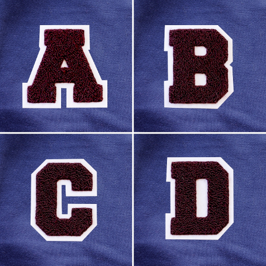 MEDIUM Varsity Letter Chenille Felt Patch 3.5" Maroon Burgundy/ White
