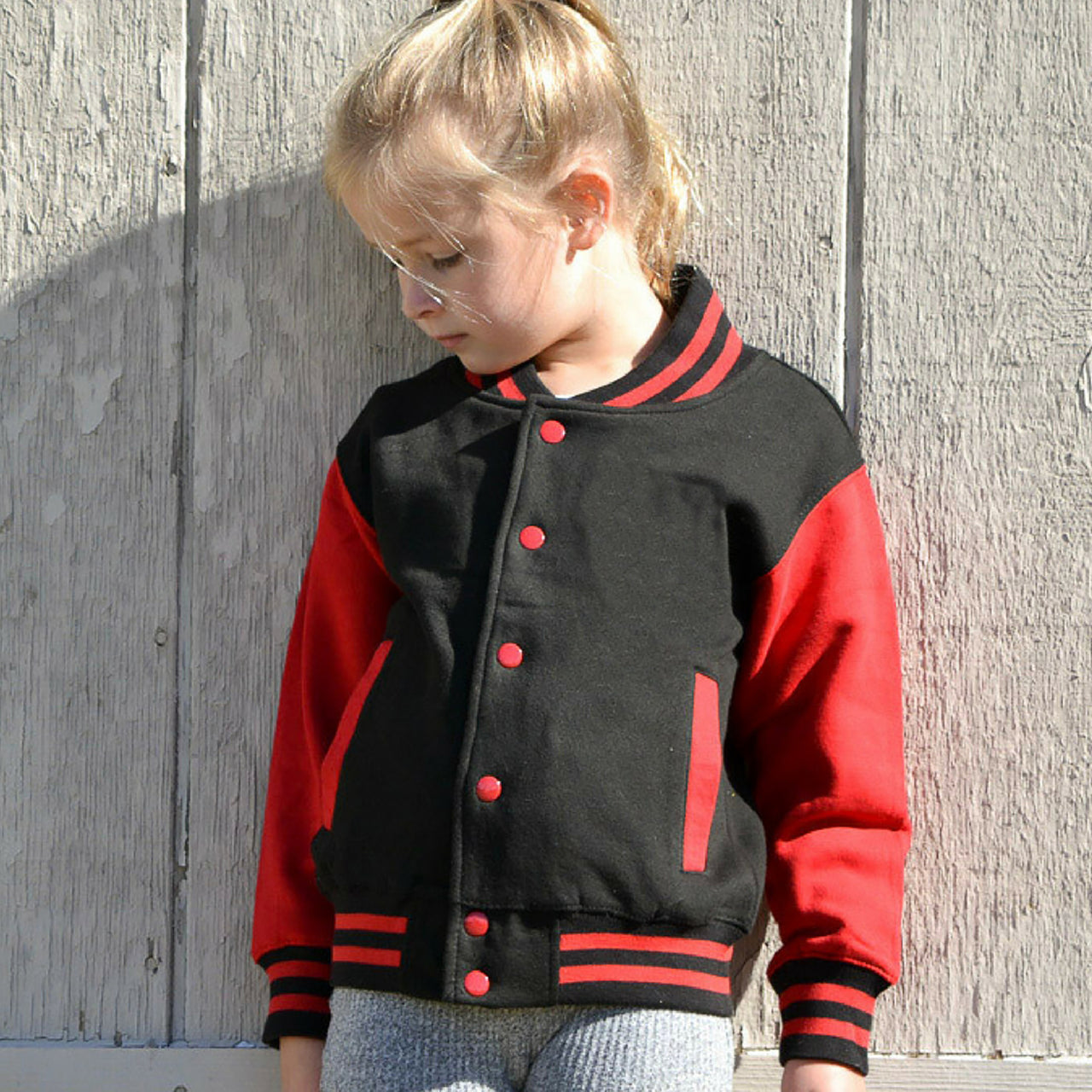 Kids Sweatshirt Varsity Jacket BLACK/RED