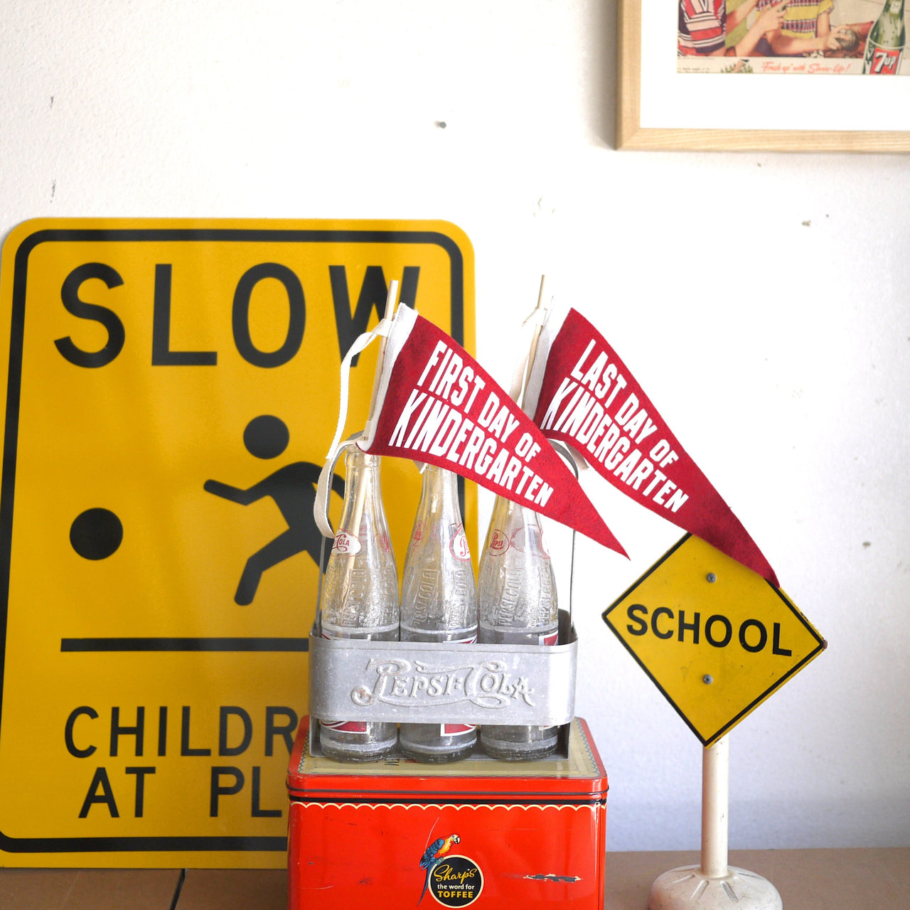 First Day Last Day School Grade Pennant - Red Marl
