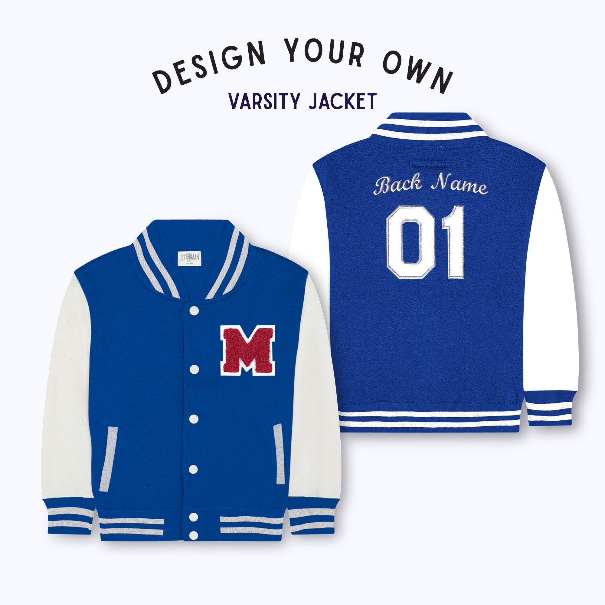 White and Navy Blue Letterman G Jacket