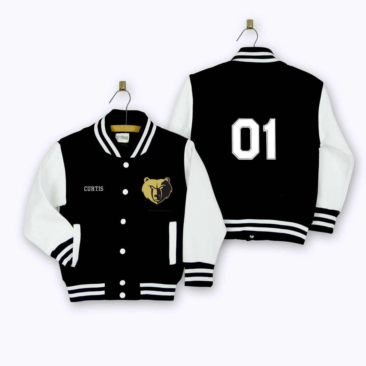 TEAM GRIZZLIES Varsity Jacket BLACK/WHITE