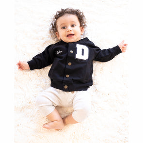 SALE Personalized Baby Varsity Jacket BLACK + WHITE Letter