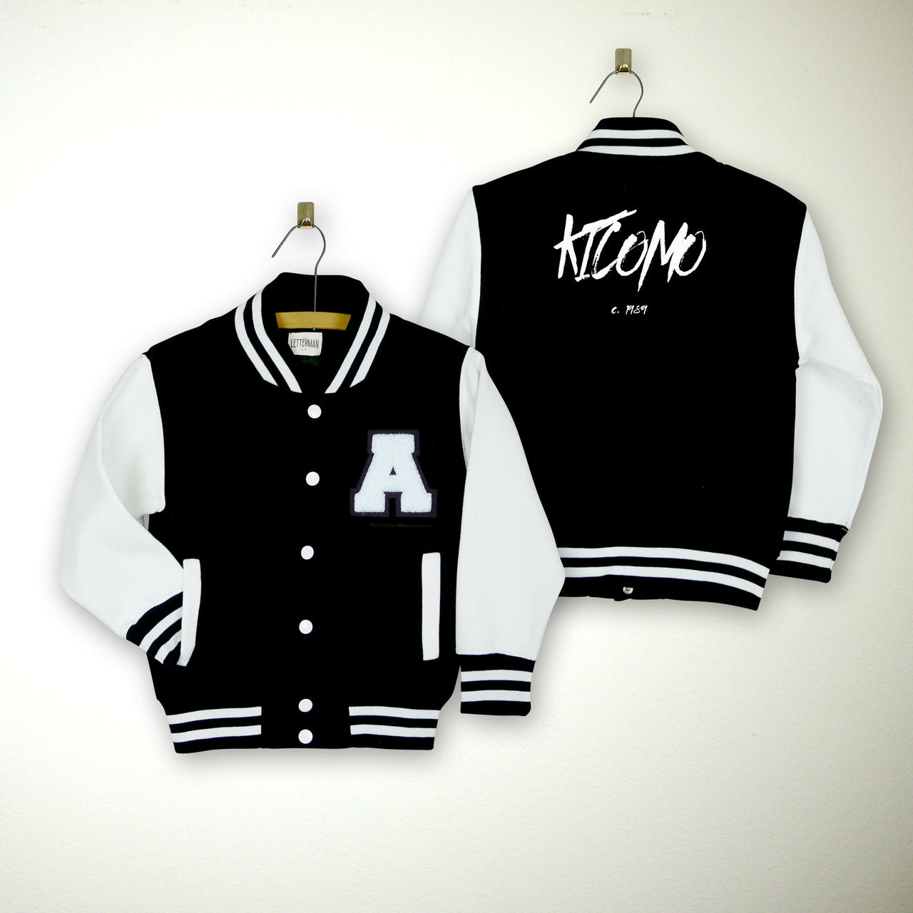 TEAM Kicomo Varsity Jacket BLACK/WHITE