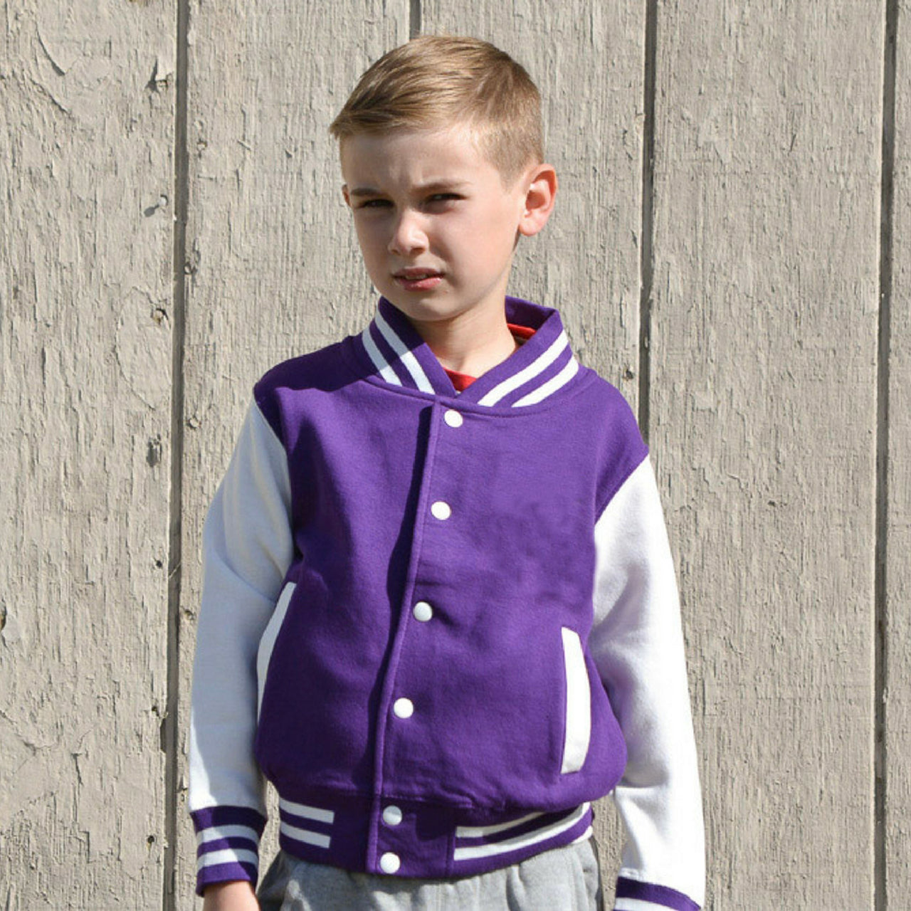 Kids Sweatshirt Varsity Jacket PURPLE/WHITE